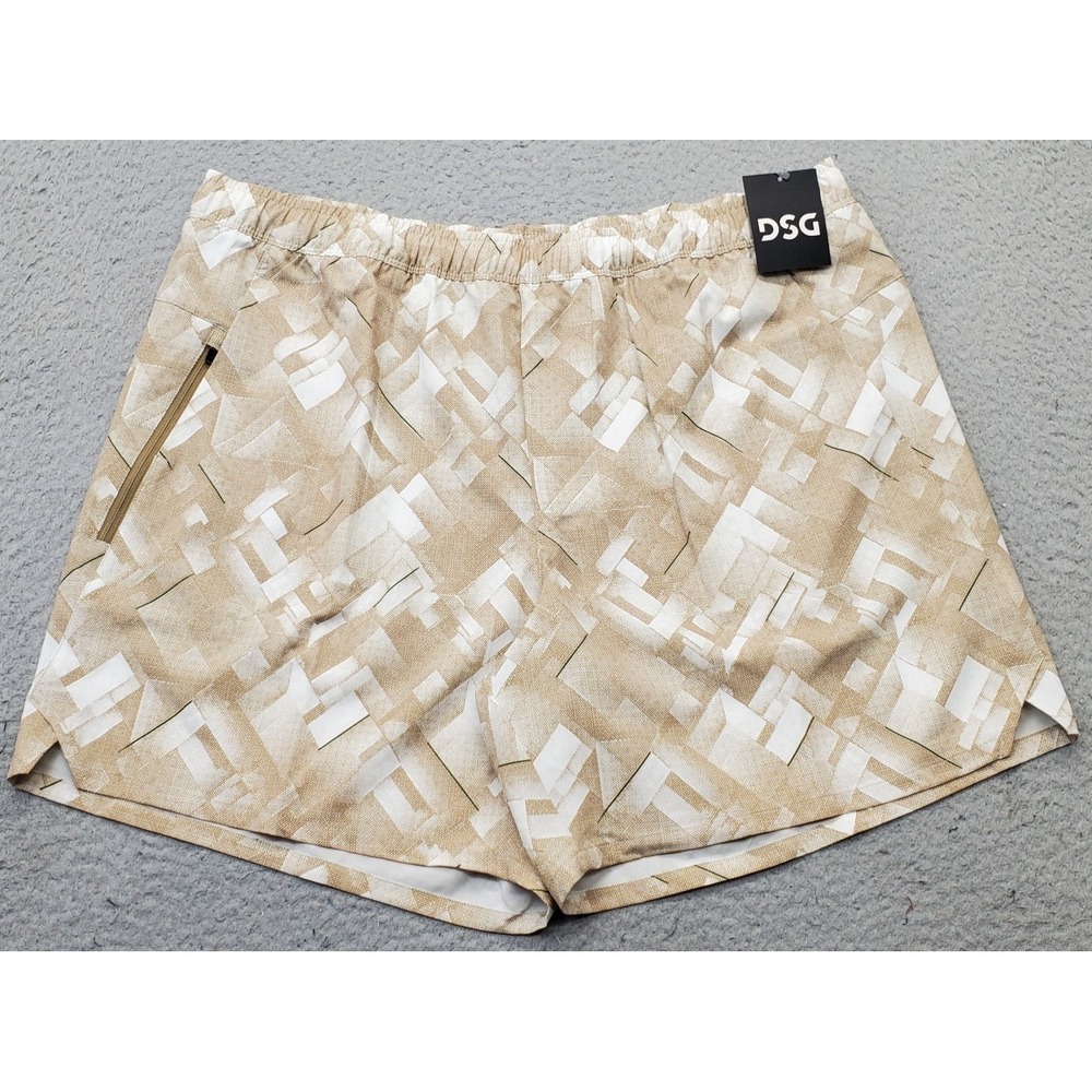 DSG 6" Agility Shorts Mens XL Warm Stone Grid Iron‎ Unlined Moisture Wicking